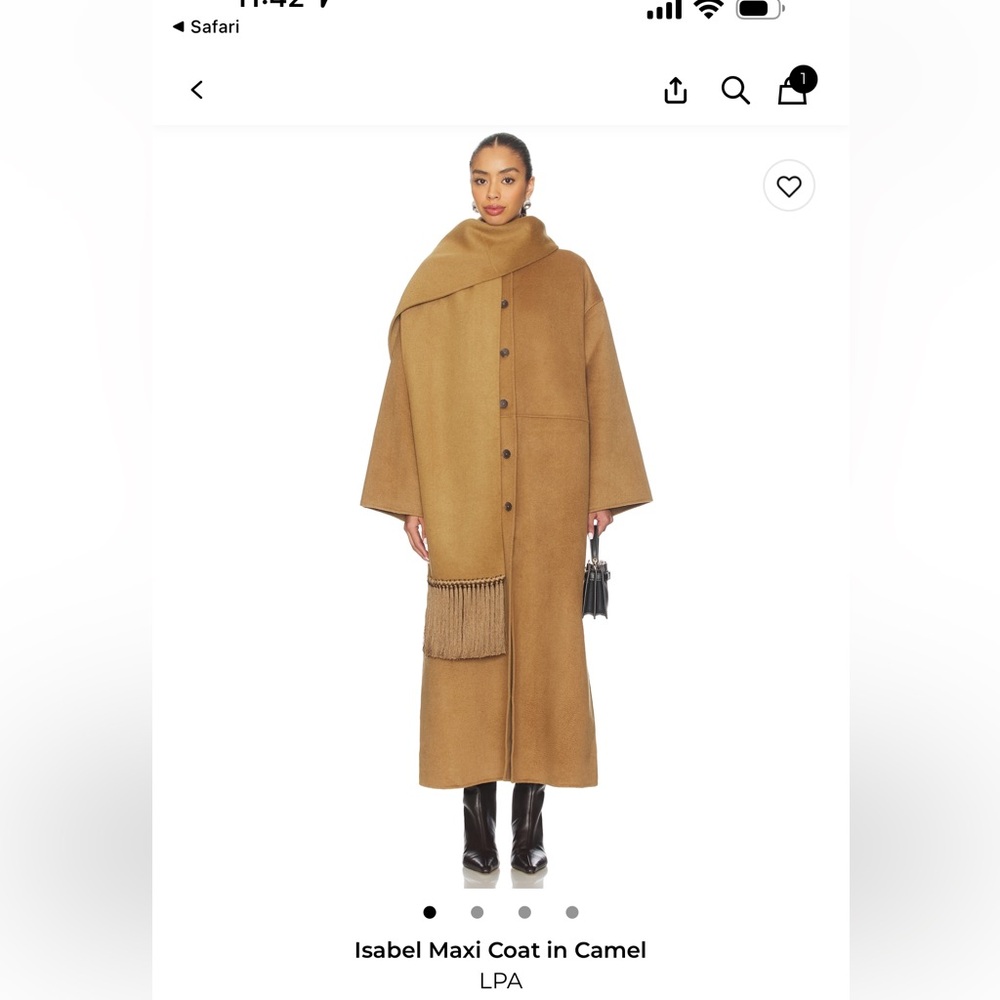 LPA Tan Maxi Coat with Scarf